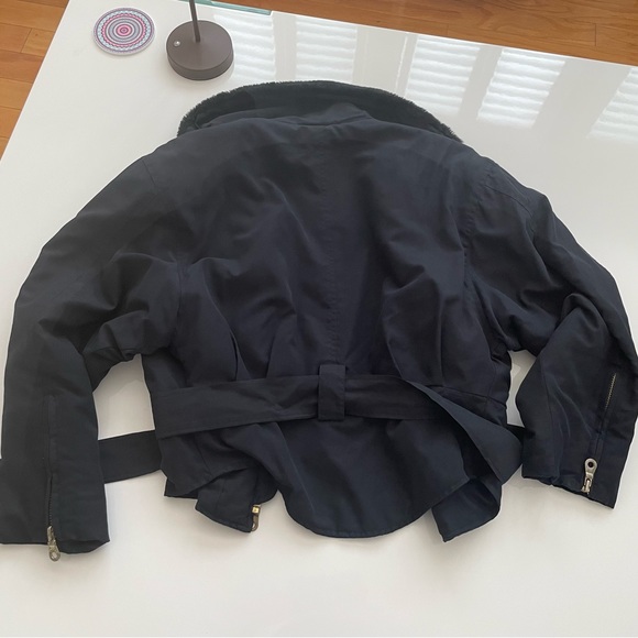 ANDREW MARC New York Black Silver Hardware Accents Fur Hood Ladies Size: Small - Picture 9 of 11